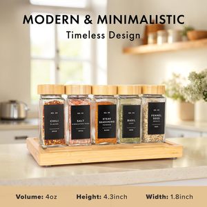 Hot Selling 4oz Glass <b>Spice</b> <b>Jars</b> With Bamboo Lid Seasoning <b>Jars</b> <b>Set</b> <b>Spice</b> Storage Box <b>Jar</b> for Kitchen - Product Image 2