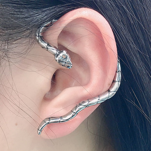 Pendientes de aro de acero de titanio con forma de serpiente yunnique para fiesta, joyería de moda para mujeres y hombres - Product Image 1