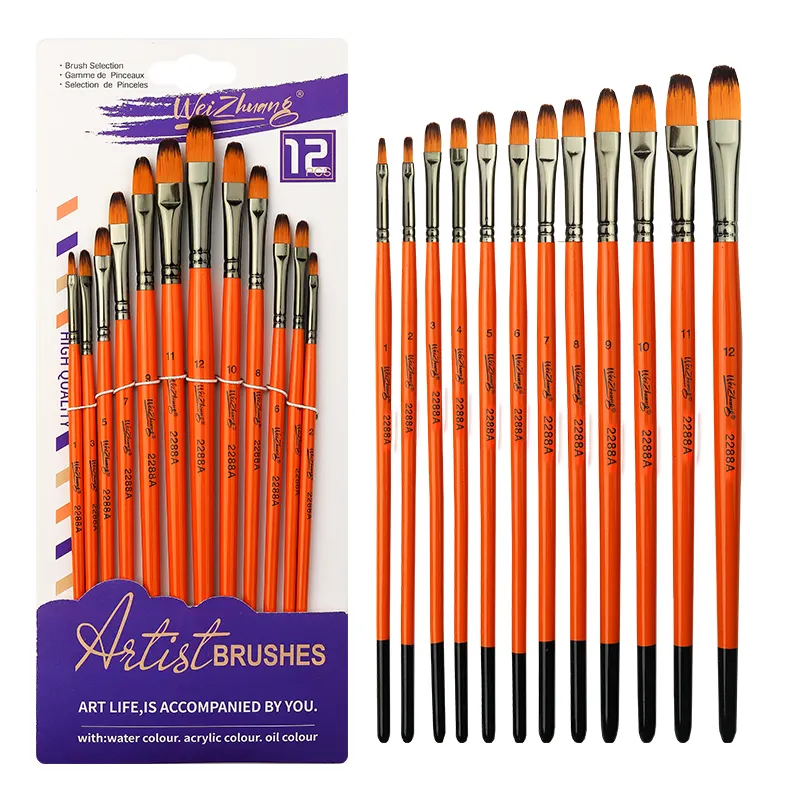 Weizhuang 12/6 Pieces Set Paint Brushes Set With Classic Look 8 Style Artist Painting Paintbrushes For Acrylic Oil Drawing