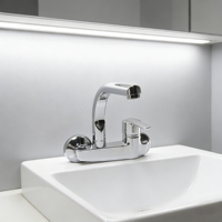 Robinet de cuisine moderne en alliage de zinc, mitigeur monocommande eau chaude et froide avec cartouche céramique, 2 trous, finition chromée