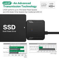 Câble adaptateur SATA vers USB 3.0 pour 3.5/2.5 pouces SSD HDD SATA III convertisseur de disque dur prise en charge UASP avec adaptateur secteur 12V
