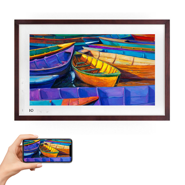 BOE Igallery Wood Frame 21.5" Full HD MP3 Wi-Fi Android Digital Photo Frame with Android App Support for Home Office Hotel Store