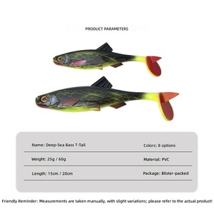 Señuelos de Pesca de 15 cm/25 g y 20 cm/60 g, Señuelos Suaves con Cola de Pala Realistas, Fáciles de Atrapar, para la Pesca de Lubina - Product Image 2