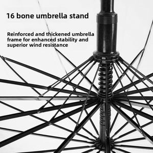 Hot Selling Custom Business Gifts 16-Rib Student Straight Handle Long Handle Transparent <b>Windproof</b> Rain <b>Umbrella</b> - Product Image 4