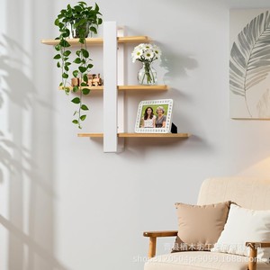 Wooden Wall Mounted <b>Shelf</b> 3 Tier Floating Storage Rack For Living Room <b>Bedroom</b> Study - Product Image 1