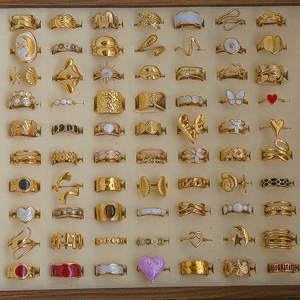 <span class=keywords><strong>Bague</strong></span> pour femme en acier inoxydable, inaltérable, cloutée, forme géométrique, électroplaquée, au style affirmé - Product Image 3