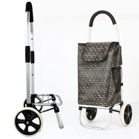 Chariot de courses pliable avec roues, chariot de courses pour monter les escaliers avec cadre en aluminium inoxydable et amovible