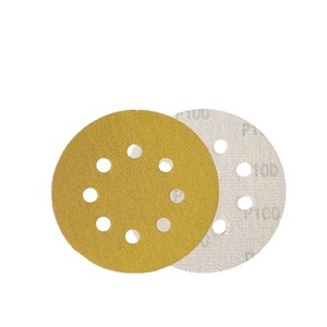 Disques de ponçage floqués de 5 pouces à 8 trous, grain jaune, pour le polissage de la peinture métallique - Product Image 2