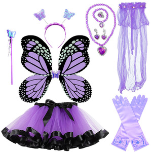 Wholesale Princess Children Girls <strong>Fairy</strong> Costume <strong>Dress</strong> <strong>up</strong> Halloween Party with Butterfly Wings Tutu Wand and Accessories Set - Product Image 5