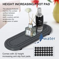 Plateau en pierre absorbant l'eau pour salle de bain, à deux compartiments, pour évier, comptoir, égouttoir, support de robinet, séchage rapide, porte-savon