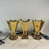 Quemador de Incienso Eléctrico Árabe, Diseño de Árbol de Coco en Metal Dorado, Quemador de Bakhoor Enchufable, Mubkhar de Oud de Lujo, Aromático para Ramadán