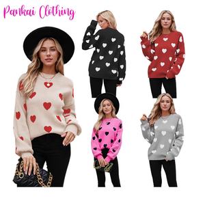 Wholesale <strong>Valentine</strong> Day Love Heart Fancy Pullover Women's Graphic Knit Sweater Loose Sweater <strong>Jumper</strong> for Ladies - Product Image 1