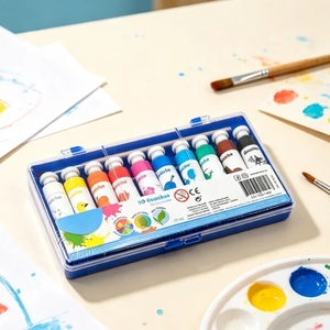 Vente en gros OEM, boîte en plastique de 10 ml, ensemble de peinture <span class=keywords><strong>gouache</strong></span> de 10 couleurs pour la peinture artistique sur toile et papier - Product Image 1