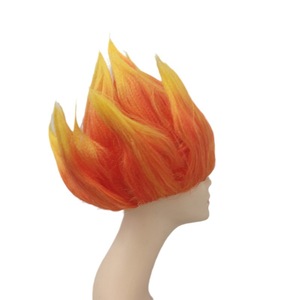 Perruque Saiyan <span class=keywords><strong>Dragon</strong></span> <span class=keywords><strong>Ball</strong></span> multicolore orange-jaune sans lacets, style euro-américain, en soie domestique, pour adulte, cosplay anime - Product Image 5