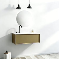 Mueble de Baño Moderno de PVC para Montar en la Pared con Lavabo de Cerámica para Hotel, Venta al Por Mayor 2026