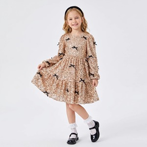 <span class=keywords><strong>Robe</strong></span> <span class=keywords><strong>de</strong></span> <span class=keywords><strong>princesse</strong></span> personnalisable en gros pour filles, couleur or champagne, à sequins, manches longues, à volants, pour fête d'anniversaire, pour enfants <span class=keywords><strong>de</strong></span> 2 à 8 ans - Product Image 1