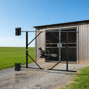 Kit de herrajes para marco de puerta de hierro negro, antideslizante, con soporte de esquina para cobertizos, corrales, entradas de vehículos y establos - Product Image 2