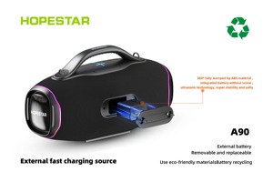 ลำโพงปาร์ตี้กลางแจ้ง A90 700W แบตเตอรี่ถอดได้ความจุสูง 36000mAh เสียง AI 8 ลำโพง ระบบเสียงไร้สายแบบพกพา A90 แบตเตอรี่ความจุสูง - Product Image 2