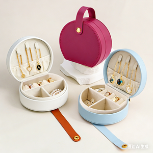 Fuyi Best-Selling Wholesale Round <b>Ring</b> <b>Storage</b> Box Custom Logo Jewelry Case, Portable Leather Necklace Box - Product Image 6