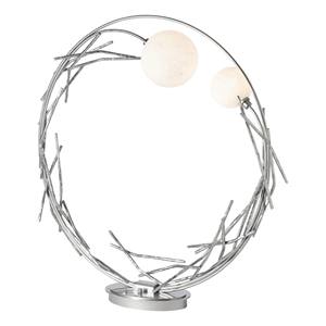 Brushed Nickel & Opal Glass <b>Globe</b> Modern Industrial Table Lamp | Sleek <b>Lighting</b> for Hotel Office & Study Space - Product Image 4