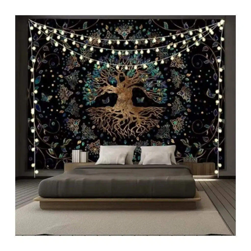 2022 New Design Tree Of Life Bohemian Tarot Tapestry Blanket Colorful Custom Wall Decoration Galaxy Tapestry