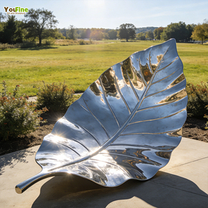 Escultura de Metal de arte público al aire libre, estatua de jardín moderna, escultura de acero inoxidable de hoja - Product Image 4