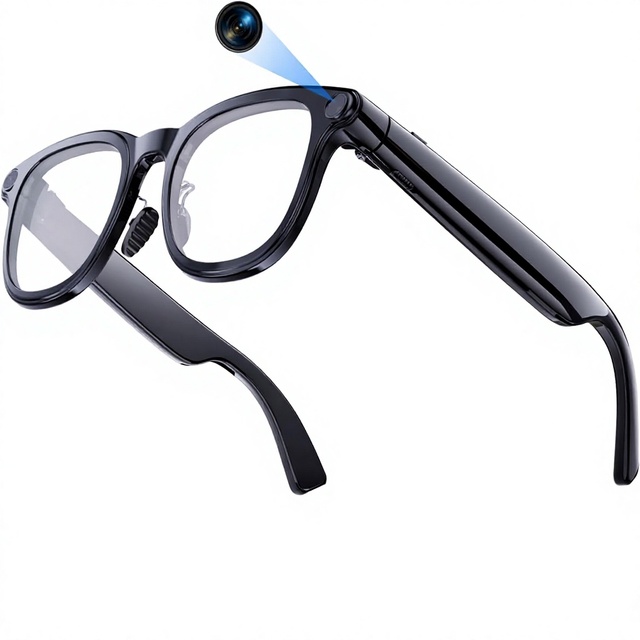 AI Smart Glasses 4K Camera Travel for Audio Sunglasses Open-Ear Speakers Hands-Free Calling Vlogging Real-Time