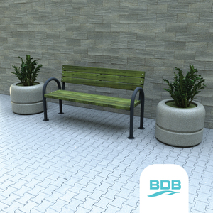 Banc ovale d'extérieur en métal BDB avec dossier et accoudoirs pour patio et jardin - Product Image 1