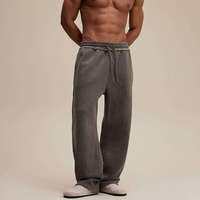 Pantalon de survêtement vintage délavé en gros, 400 g/m² épais, pour homme, décontracté, en molleton, coupe droite et ample, idéal pour l'hiver