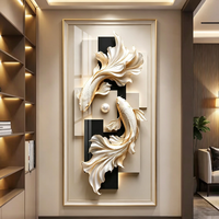 Décoration murale de grande taille en porcelaine HD effet cristal brillant, motif carpe 3D Koi Fashion pour hôtels, bureaux, maisons et décoration de chambres