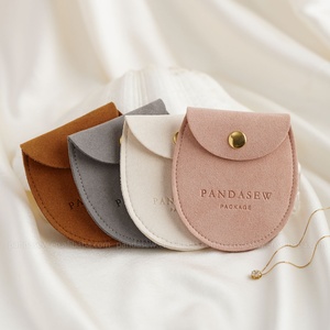 PandaSew Custom Logo Luxury 1.4mm Microfiber <b>Ring</b> Necklace Earrings Gift Package Button Bag Jewelry Pouch - Product Image 5