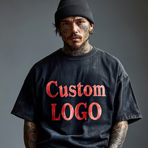 2024 Biểu Tượng Tùy Chỉnh 280 GSM Cổ Điển Axit Rửa Áo Thun Dtg Màn Hình In Heavyweight Trống 100% Bông Quá Khổ Áo Thun Cho Nam Giới Của - Product Image 2