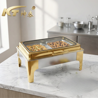 KUNTAI Luxe 9L Or Acier Inoxydable Chauffe-Plat Électrique Royal Moderne pour Traiteur, Maintien au Chaud 24 Heures