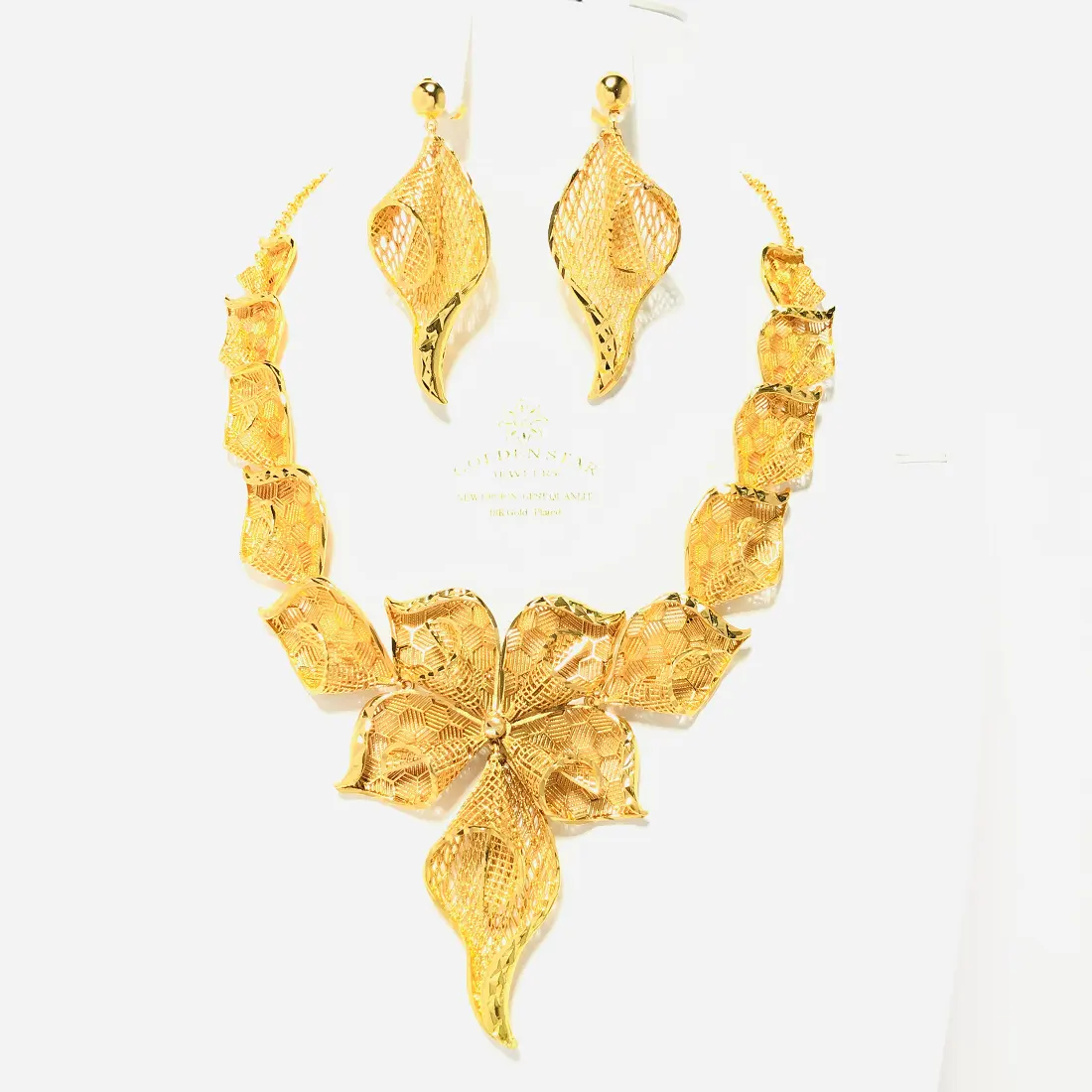 Golden Star Jewelry Wholesale 24k dubai gold jewellery necklace set For Gift