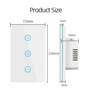 Cho tuya Wifi chúng tôi tiêu chuẩn cuộc sống thông minh app điều khiển màn hình cảm ứng chuyển đổi đơn cực 10A Tempered Glass tường từ xa ánh sáng <span class=keywords><strong>dimmer</strong></span> - Product Image 4