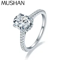 Bague élégante en argent sterling 925 avec moissanite MuShan Designer Jewelry, plaquée or 18 carats, pour petite amie, brevet MST, bagues GRA