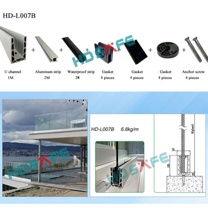 Sàn U nhôm hàng rào kênh kính lan can cho ban công hiên cầu thang mái sân thượng lan can kính cường lực Bảng điều khiển kính lan can - Product Image 3