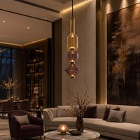 Lampes suspendues LED en verre violet modernes, hauteur réglable, lustres décoratifs pour hôtel et maison, salon, salle à manger