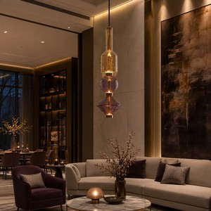 Lampade <span class=keywords><strong>a</strong></span> <span class=keywords><strong>Sospensione</strong></span> LED Moderne in Vetro Viola, Altezza Regolabile, <span class=keywords><strong>Lampadari</strong></span> Decorativi per Hotel e Casa, Sospensioni per Soggiorno e Sala da Pranzo - Product Image 3