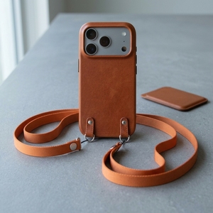 Funda de cuero encerado para <span class=keywords><strong>iPhone</strong></span> 17 Pro con cordón, cubierta de cuero encerado a prueba de golpes, funda trasera para teléfono al por mayor - Product Image 1