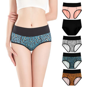 Shanhao hazır gemi kadın artı boyutu iç çamaşırı organik pamuk külot yüksek bel leopar baskı Culotte Femme Coton - Product Image 1