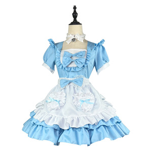 Japanese Style Maid Costume Sky Blue Lolita Dress Cosplay Outfit For Anime Role Play - Product Image 5