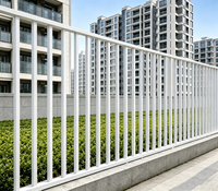 Clôture en acier et aluminium thermolaqué noir avec barres verticales, garde-corps métallique couleur personnalisée pour projet paysager de cour