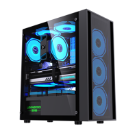 Lovingcool Boîtier PC Tour Complète ATX Gaming Ordinateur de Bureau Avec Kit Ventilateurs RGB LED, Boîtiers et Tours PC en Verre, Châssis PC