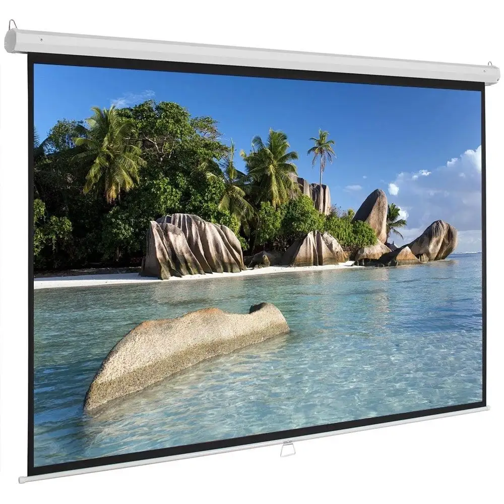 La mejor venta pequeña pantalla de pared Manual de cine en casa plana de 60-200 pulgadas para proyector pantalla de proyección enrollable