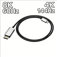 Premium Tip C - DP Kablosu 8K60Hz 4K240Hz 1.8M Alüminyum Alaşımlı Usb C - Monitör Telefonları Tablet Projektör için Adaptör