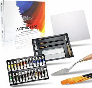 Juego de Pintura Acrílica Personalizado de 24 Colores, Pincel para Lienzo, Paleta, Pigmentos Ricos, Dibujo Artístico para Adultos, Vidrio, Papel, Capacidad de 12 ml, EN71/ASTM - Product Image 2
