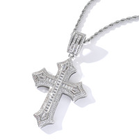 BESDZ0354 Pendentif carré en laiton de style européen et américain, hip-hop, avec zircon mélangé, cordon personnalisé, accessoires pour hommes