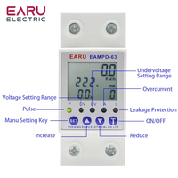 Compteur d'énergie intelligent 220V avec protection contre les fuites à la terre, relais de protection contre les surtensions et les sous-tensions, disjoncteur EAMPD-63