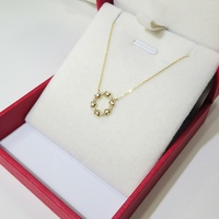 Dainty FineJewelry Collier avec diamant taillé en brillant Collier en forme de cercle en forme de cœur pour femme en or jaune véritable 18 carats